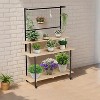 3-Tier Rolling Plant Stand – Adjustable-Height Wooden Shelf with Lockable Wheels, 200-LB Capacity, Multi-Use for Indoor/Outdoor Home & Garden - 2 of 4