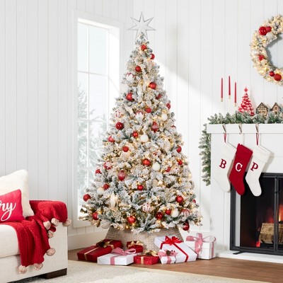 Winter Whisper 6ft Pre-Lit Snow Flocked Pine Christmas Tree with Warm White Lights