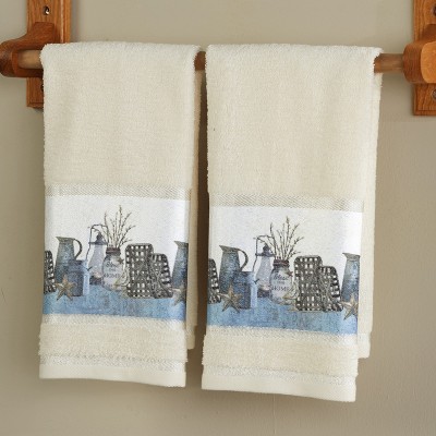 Lakeside Hand Towels - Farmhouse Bathroom Décor – Rustic Country Bathroom Accessory – Set of 2