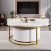 ALEXOUN Modern Round Nesting Coffee Table Set with Drawer - Fluted Elegant Design,Gold Frame for Living Room & Bedroom,Small Space - 4 of 4