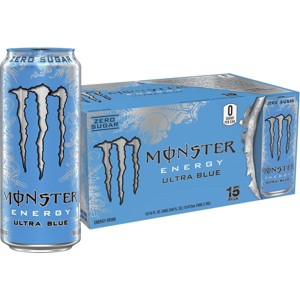 Monster Energy Ultra Blue, Sugar Free Energy Drink, 16 Ounce (Pack of 15) - 1 of 4