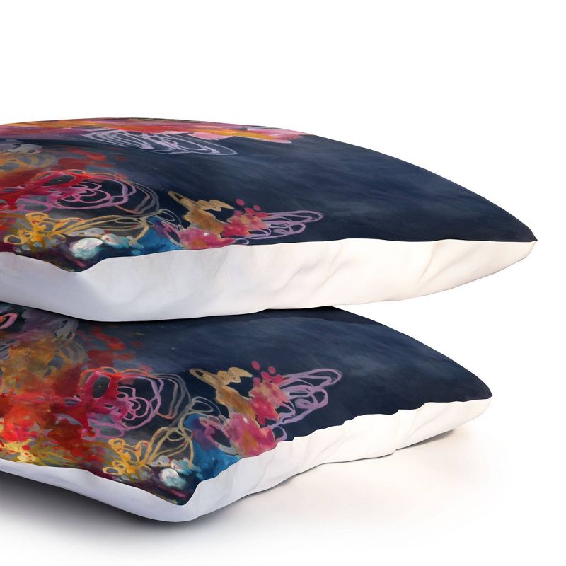 Corfee The Bursting Heart Floral Pillow Sham (Standard) Navy Floral 2 pc - Deny Designs, 5 of 6