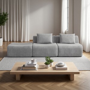 Oversized 3-Seater Chenille Straight Sectional Sofa, Compressed Design - 1 of 4
