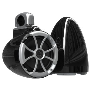 Wet Sounds ICON 8-B FC SA V2 - Black ICON8 - ICON Series 8" Coaxial Tower Speakers, Pair with Silver Aluminum Fixed Clamps (pair) - 1 of 4