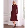 INSPIRE CHIC Women's Notch Lapel Wrap Neck Long Sleeve A-Line Midi Pleated Dress - 3 of 4