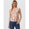 Allegra K Women's Ruffled Business Office 1950s Vintage Floral Sleeveless Top - 4 of 4