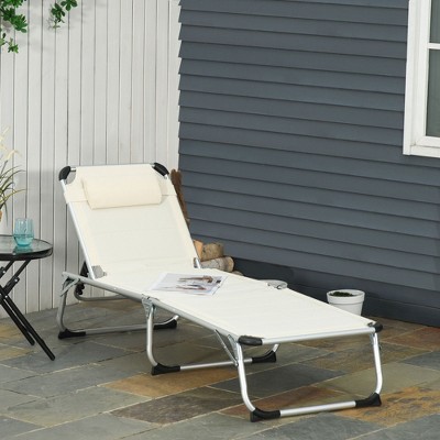 PAGED Beach Chairs Foldable Outdoor Chaise Lounge Chair with Pillow, Aluminum Frame for Camping, Beach, Picnics, Deck, Pool