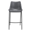 HomeRoots Set of Two 30" Dark Gray And Black Faux Leather And Steel Bar Height Bar Chairs - 4 of 4