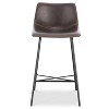 Poly & Bark Set of 3 24" High Paxton Counter Height Barstools Brown: Upholstered, Steel Frame, Modern Design - 4 of 4