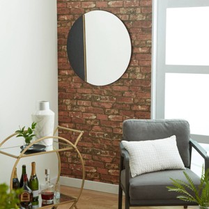 Novogratz Glass Wall Mirror with Marble Accent Black : 28" Round, Contemporary Style, Spot/Wipe Clean, No Assembly Required - 1 of 4