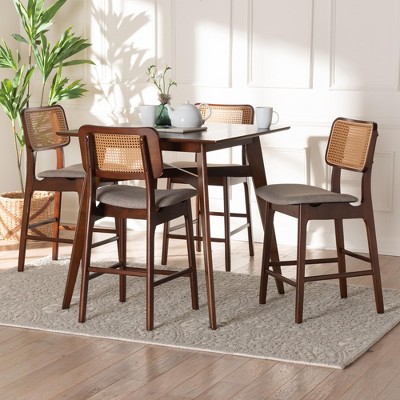 Baxton Studio Dannon Mid-Century Modern Wood 5-Piece Pub Set