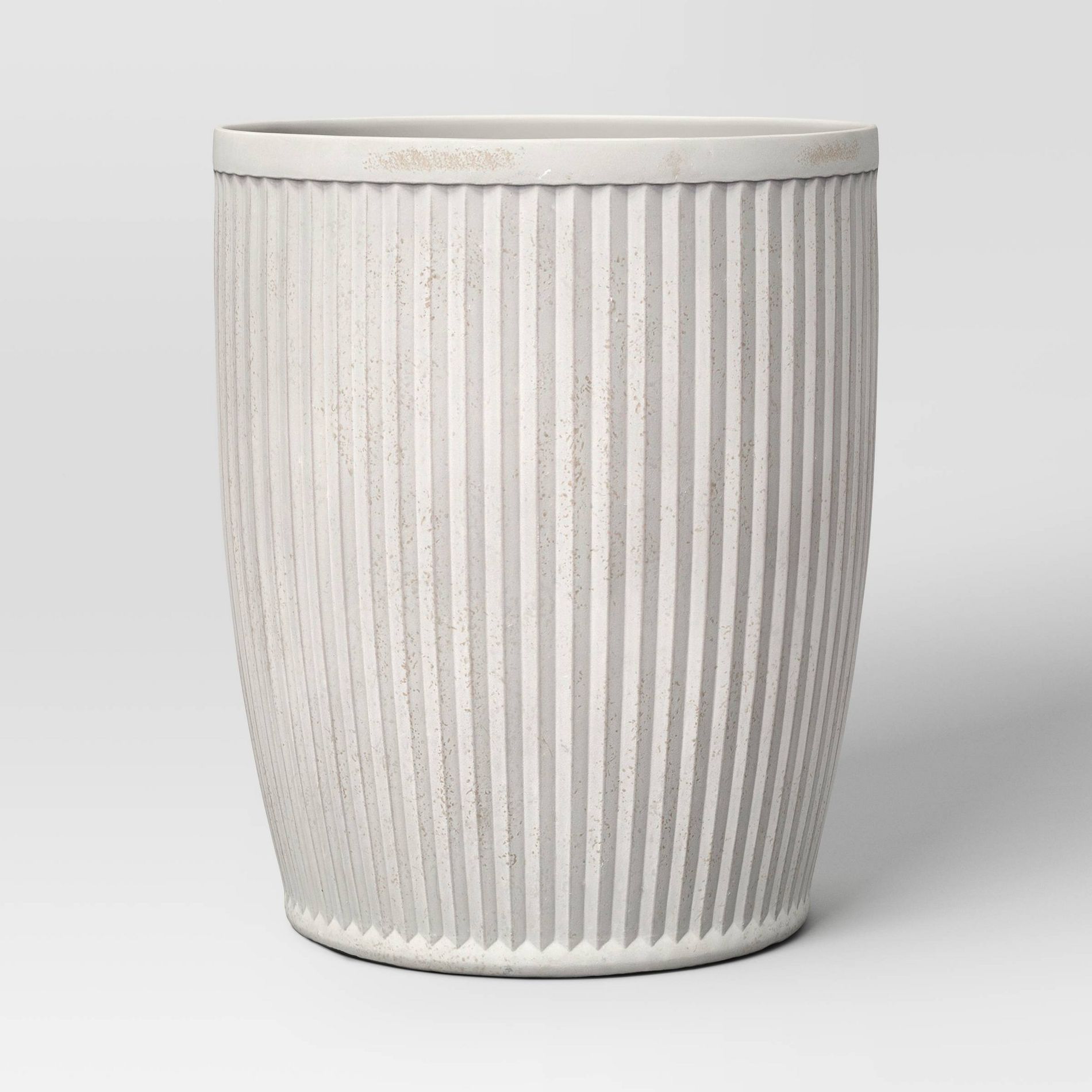 Weathered Ribbed Composite Indoor Outdoor Planter Pot 15"x15"x18" Off-White - Threshold™ designed with Studio McGee