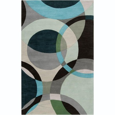 Mark & Day Besancon 5'x8' Rectangle Tufted Indoor Area Rugs Dark Green: Geometric Wool, Stain-Resistant, Modern Decor
