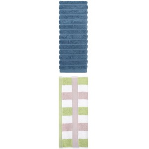 REGALWOVEN Pure Cotton Striped Decorative Hand Towel for Bathroom 14" x 30"/13" x 29" 2 Pcs - 1 of 4