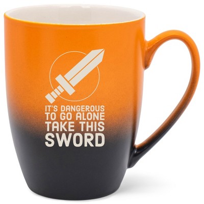 100 North Legendary Hero's 10 Ounce Orange and Black Two Toned Ombre, Comfortably Fits Your Hands, Ceramic Tea Coffee Cup Mug, It's Dangerous To Go