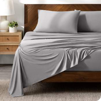 Sweet Home Collection  Fitted Sheet Brushed Microfiber Bottom Sheets With  Built In Sheet Straps, Queen, Gray : Target