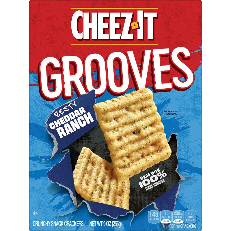 Cheez-It Zesty Cheddar Ranch Grooves Crispy Cracker Chips - 9oz, 3 of 9