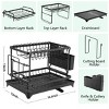 SEVOBAL 2 Tier Racks Kitchen Counter Dish Drying Rack Large Capacity Drain Board Set Cup Cutting Holder Kitchen Storage, Black, 16.77"*12.09"*5.27" - 4 of 4