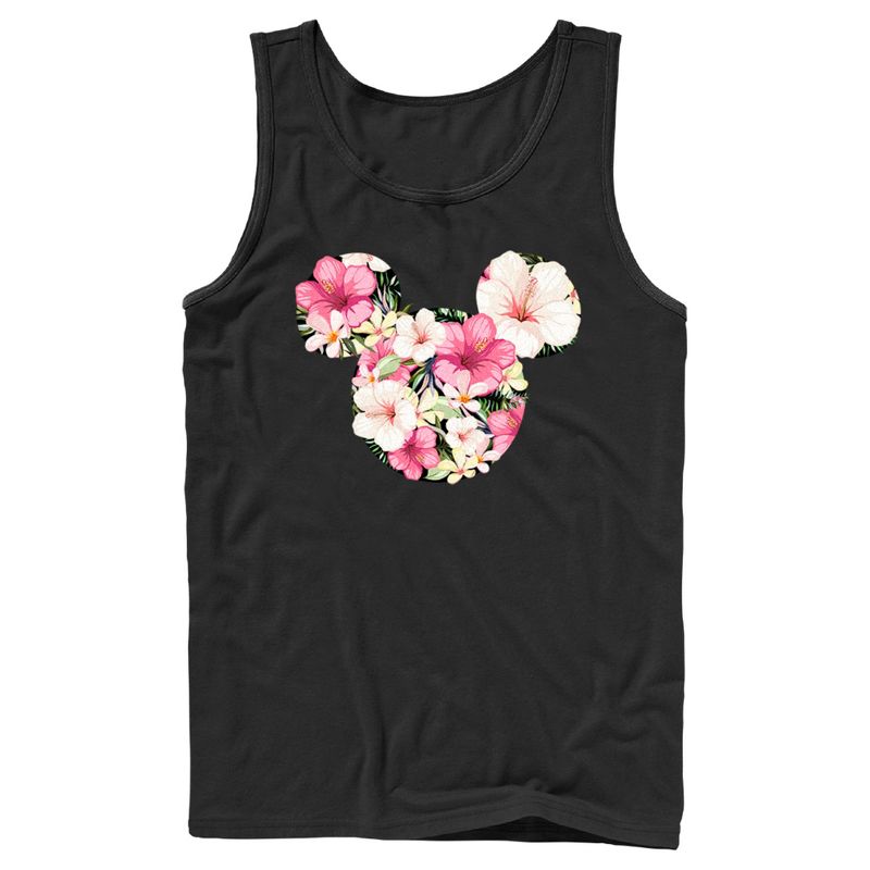 Men's Mickey & Friends Pink Floral Mickey Mouse Logo Tank Top, 1 of 6