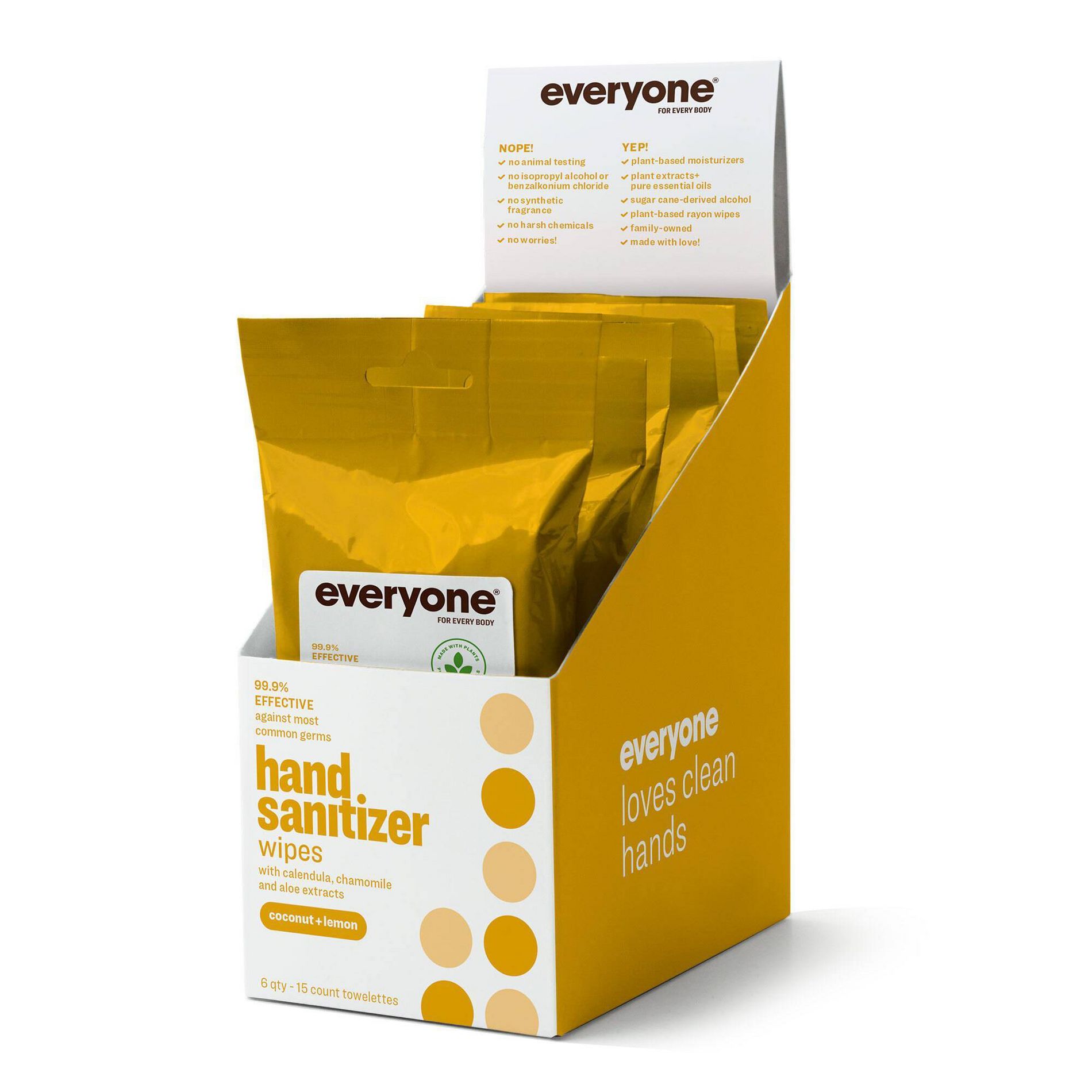 Everyone Hand Sanitizer Wipes - Coconut Lemon - 15ct/6pk