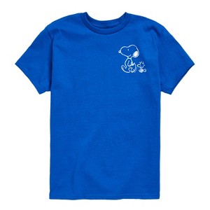 Boys' - Peanuts - Snoopy Woodstock Walk White Ink Short Sleeve Graphic T-Shirt - 1 of 4