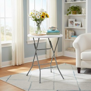 FurnitureR 31.5-Inch Round Folding Table, Portable Foldable Table, Heavy-Duty Metal Frame for Indoor Outdoor Use, Picnic, Party, Camping, Small Spaces - 1 of 4