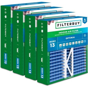 Filterbuy 16x22x5 Air Filter (4-Pack), Pleated MERV 13 Health Defense Replacement HVAC AC Furnace Filters for Amana, Coleman, Goodman, York, & More - 1 of 4