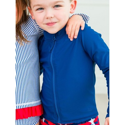 RuggedButts RuffleButts Gender Inclusive Long Sleeve Full Zip Rash Guard - Navy, 5 — фото 5