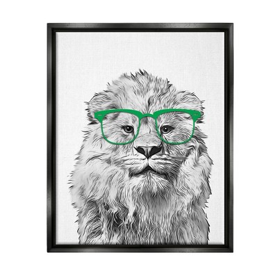 Stupell Industries Lion Wearing Glasses Wildlife Framed Canvas