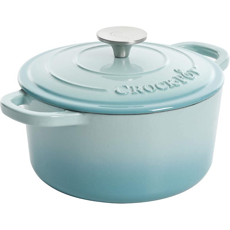 Crock-Pot 3 Quart Capacity Round Enamel Cast Iron Covered Dutch Oven Kitchen Cookware with Matching Self Basting Lid, Aqua Blue, 3 of 5