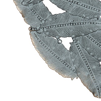 Set of 3 Blue Iron Feather Cutout Wall Sculptures
