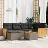 vidaXL 6 Piece Patio Sofa Set with Cushions Gray Poly Rattan - Gray With Table - 2 of 4