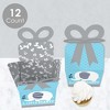 Big Dot of Happiness Blue Elephant - Square Favor Gift Boxes - Boy Baby Shower or Birthday Party Bow Boxes - Set of 12 - 3 of 4