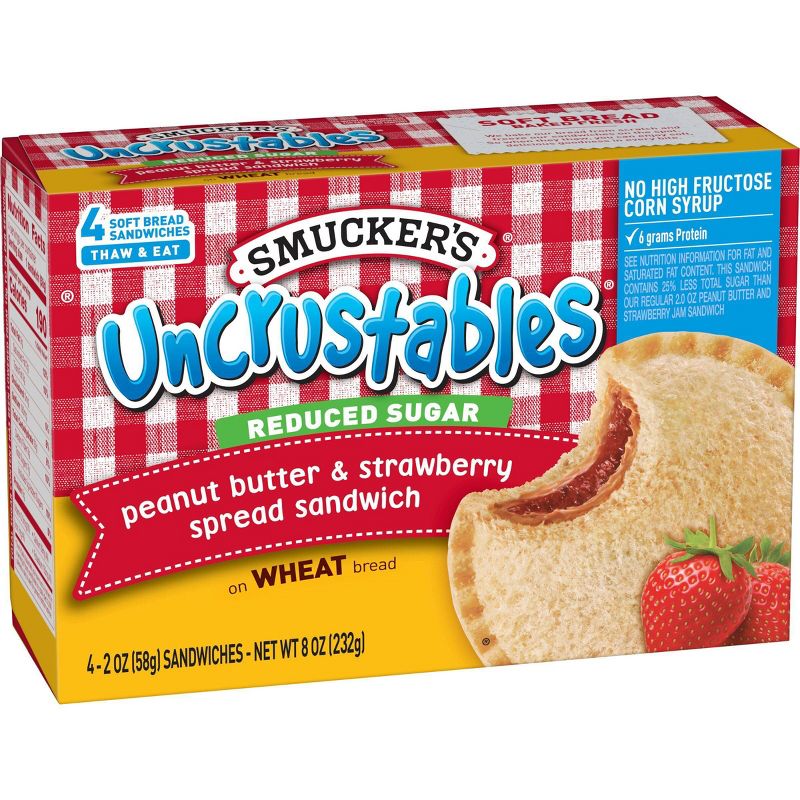 Smucker&#39;s Uncrustables Frozen Whole Wheat Peanut Butter &#38; Strawberry Jam Sandwich - 8oz/4ct, 5 of 8