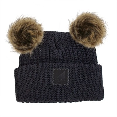 Arctic Gear Infant Cotton Cuff with Double Poms Winter Hat- Charcoal Grey with Shepard Poms