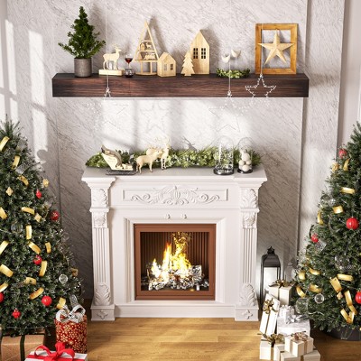 Traditional Farmhouse Dark Chocolate Cap-Shelf Mantel