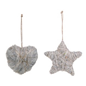 Transpac Fabric Wrapped Ornaments Set of 2 Christmas Home Decorations - 1 of 1