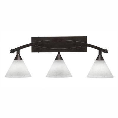 Toltec Lighting Bow 3 - Light Vanity in  Bronze with 7" White Muslin Shade