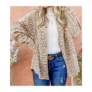 Women's Leopard Corduroy Loose Shacket - And The Why - 1 of 4