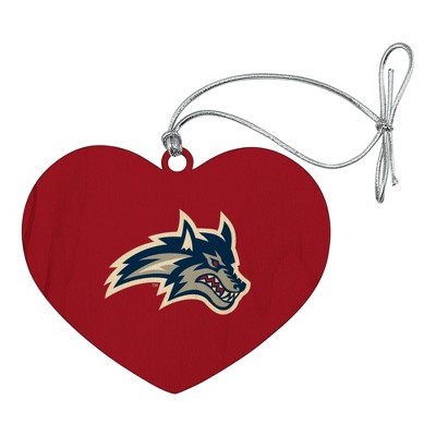 Stony Brook University Primary Logo Heart Love Wood Christmas Tree Holiday Ornament