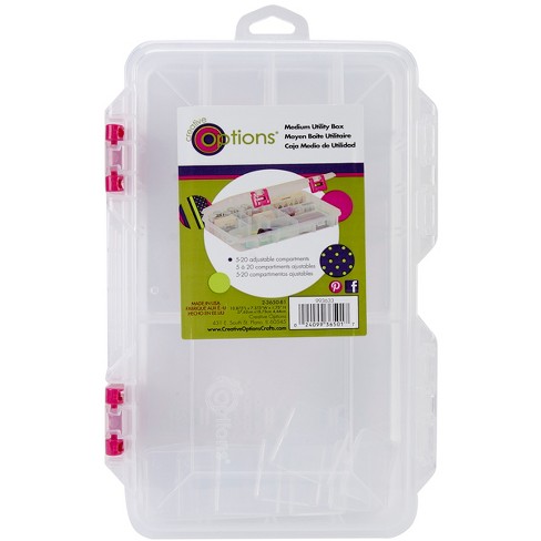 Creative Options Pro Latch Utility Box 6-20  Compartments-10.875x7.25x1.625 Clear W/magenta : Target