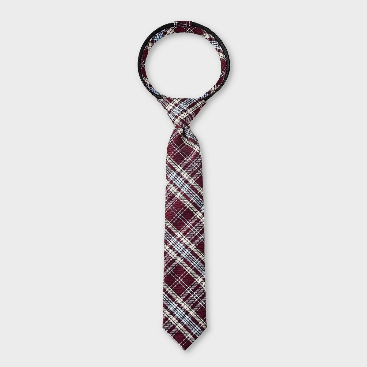Boys' Woven Plaid Zip Necktie - Cat & Jack™ Maroon