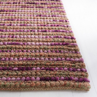 Handmade Purple and Multi Wool Square Area Rug