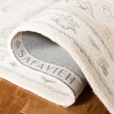 Beige and Ivory Hand-Tufted Wool Square Area Rug