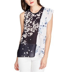 Rachel Roy Womens Sheer Ruffled Floral Knit Blouse - 1 of 1
