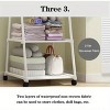Stainless Steel Rolling Garment Rack with 2-Tier Shelves and 2 Hooks, Portable Metal and Plastic Clothes Organizer w/ Wheels - 4 of 4