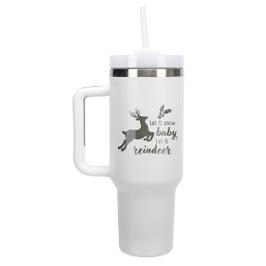 100 North Let It Snow Baby, Let It Reindeer Christmas Wrap-Around 40 Oz. Stainless Steel Water Bottle Coffee Mug, Spill & Leak Resistant, Travel - 1 of 4