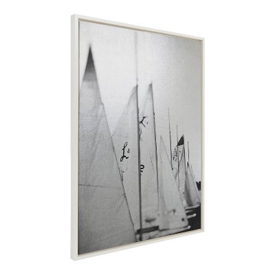 Kate & Laurel All Things Decor 28"x38" Sylvie Sailboats L14 #2 Metallic Wall Art: Modern Nautical Decor, Framed Canvas