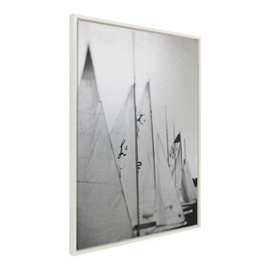 Kate & Laurel All Things Decor 28"x38" Sylvie Sailboats L14 #2 Metallic Wall Art: Modern Nautical Decor, Framed Canvas - 1 of 3