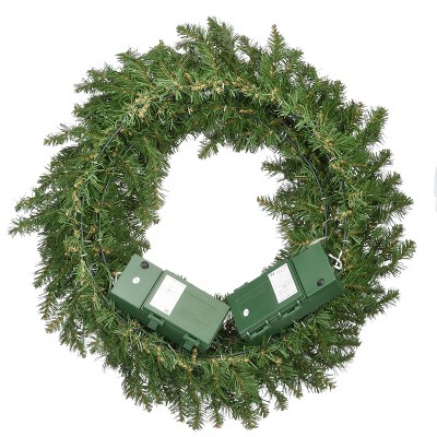 24" Green Fir Wreath with Warm White LED Lights